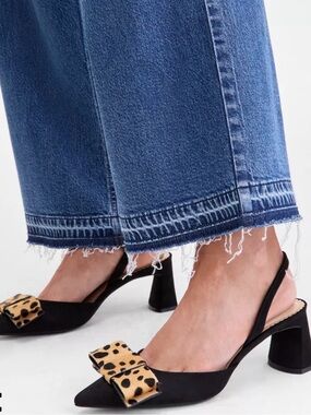 On 34th women’s black heels with animal print bow